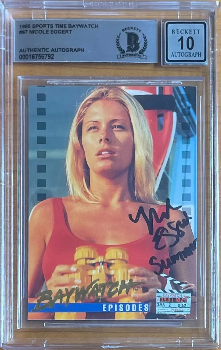 NICOLE EGGERT — NICOLE EGGERT SIGNED SUMMER 1995 SPORTS TIME BAYWATCH #67 BAS BGS 10 AUTOGRAPH