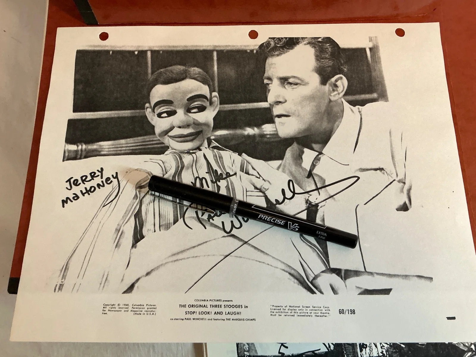 Ventriloquist Paul Winchell Signed AUTOGRAPHED COPY, image 2