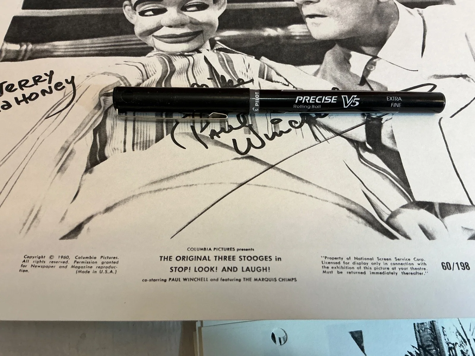 Ventriloquist Paul Winchell Signed AUTOGRAPHED COPY, image 3