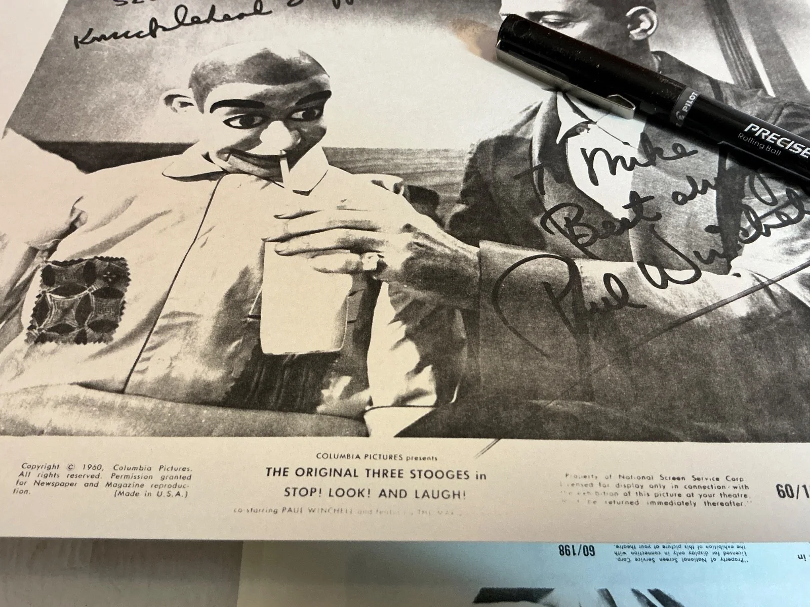 Ventriloquist Paul Winchell Signed AUTOGRAPHED COPY, изображение 3