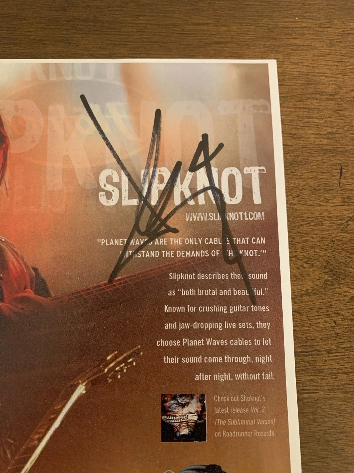 Slipknot Mick Thompson & Jim Root Signed Photo + Jim Root Stone Sour Tour Pick, image 3