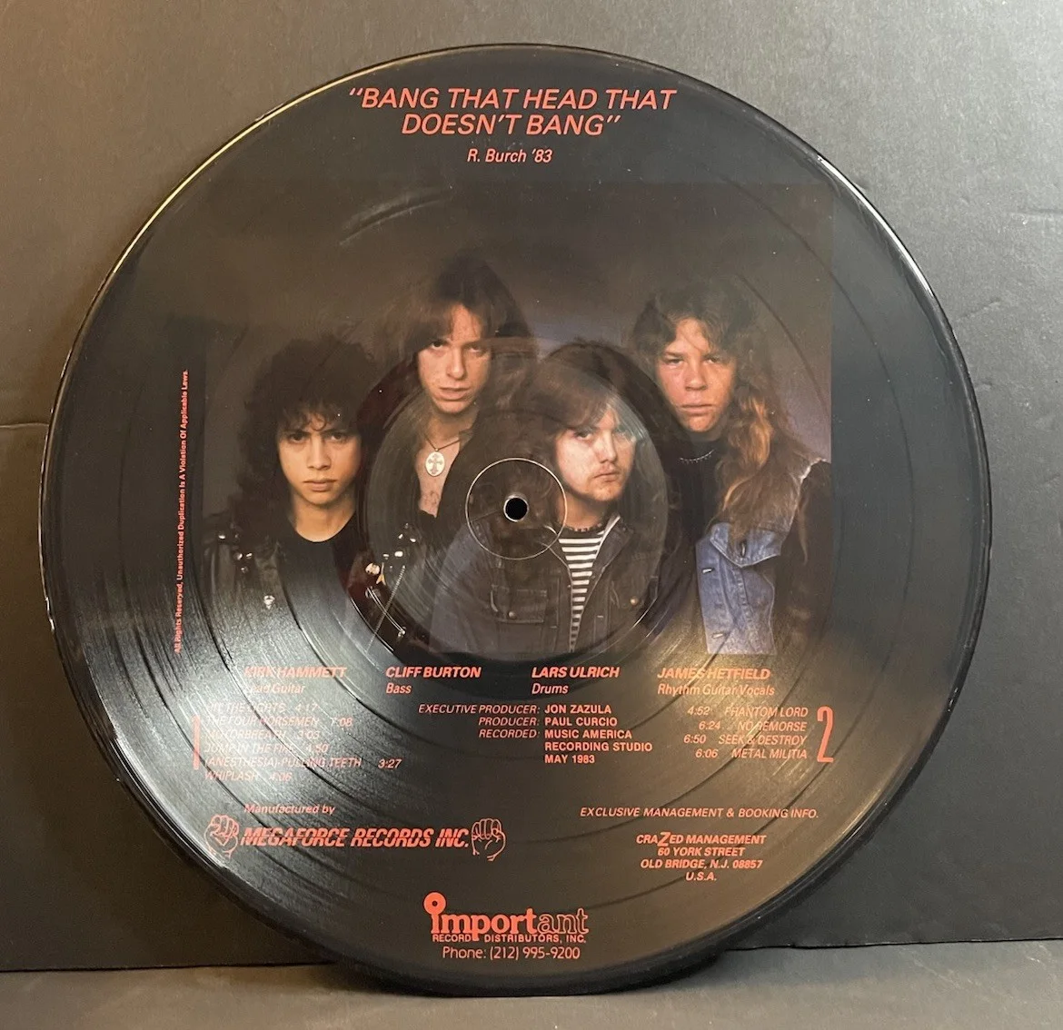 Lars Ulrich Signed Metallica Kill Em All Original Picture Disc Vinyl LP Record, image 3