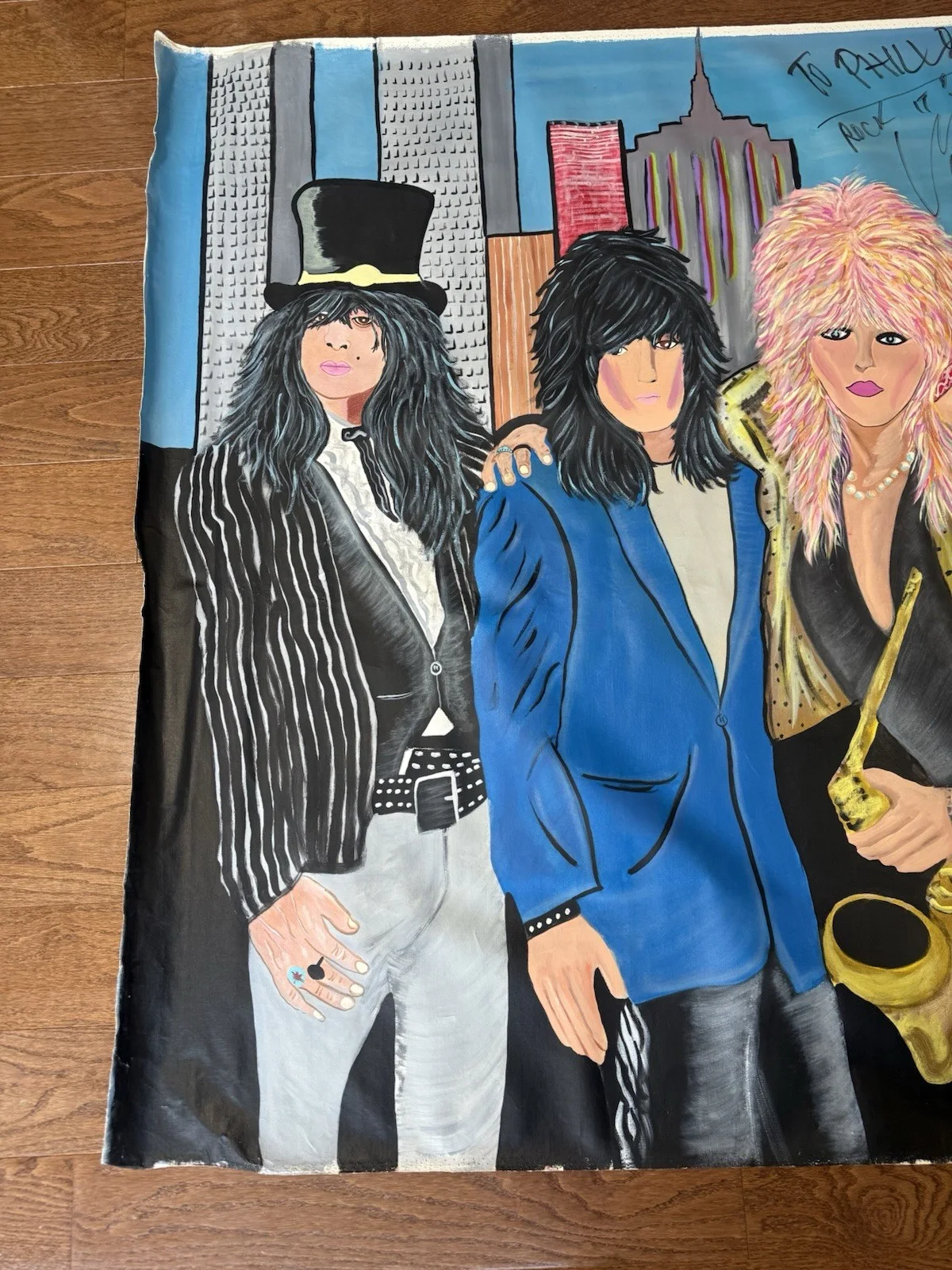 Hanoi Rocks Painting On Canvas By Phil Baker Signed Michael Monroe And Sam Yaffa, изображение 2