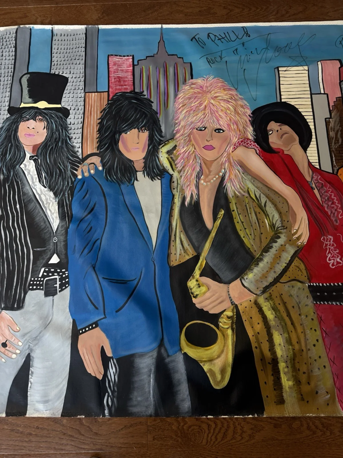 Hanoi Rocks Painting On Canvas By Phil Baker Signed Michael Monroe And Sam Yaffa, изображение 3