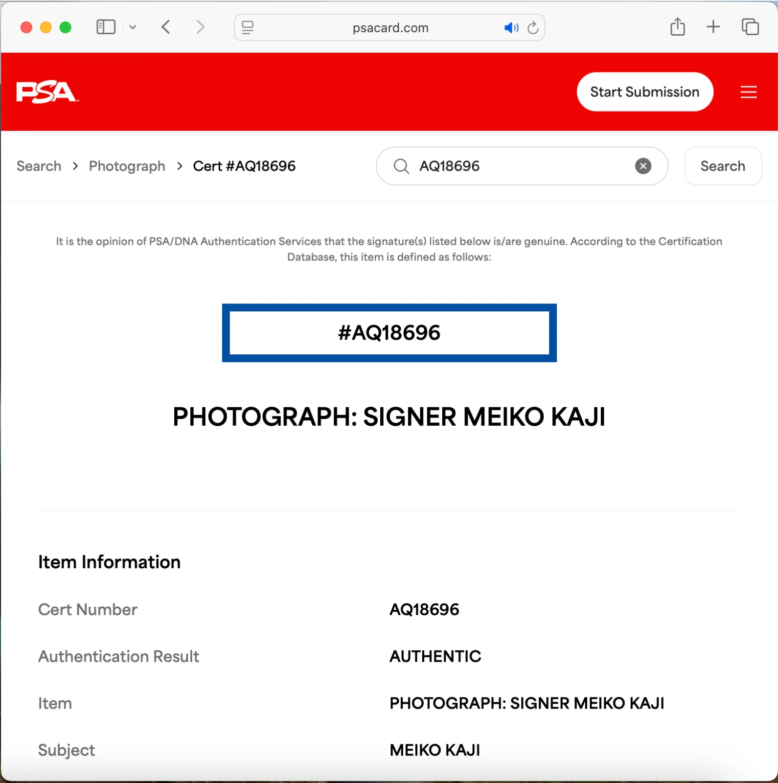 Meiko Kaji — MEIKO KAJI SIGNED 11x14 PHOTO PSA DNA AUTOGRAPH LADY SNOWBLOOD AQ18696, изображение 3