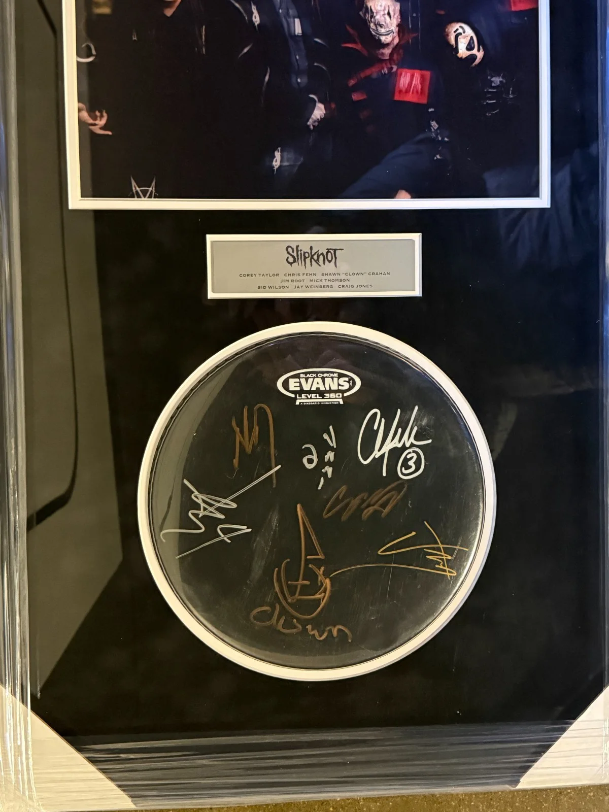 Slipknot Framed Drumhead Photo Display Signed By 8 JSA Full Letter LOA COA, image 2