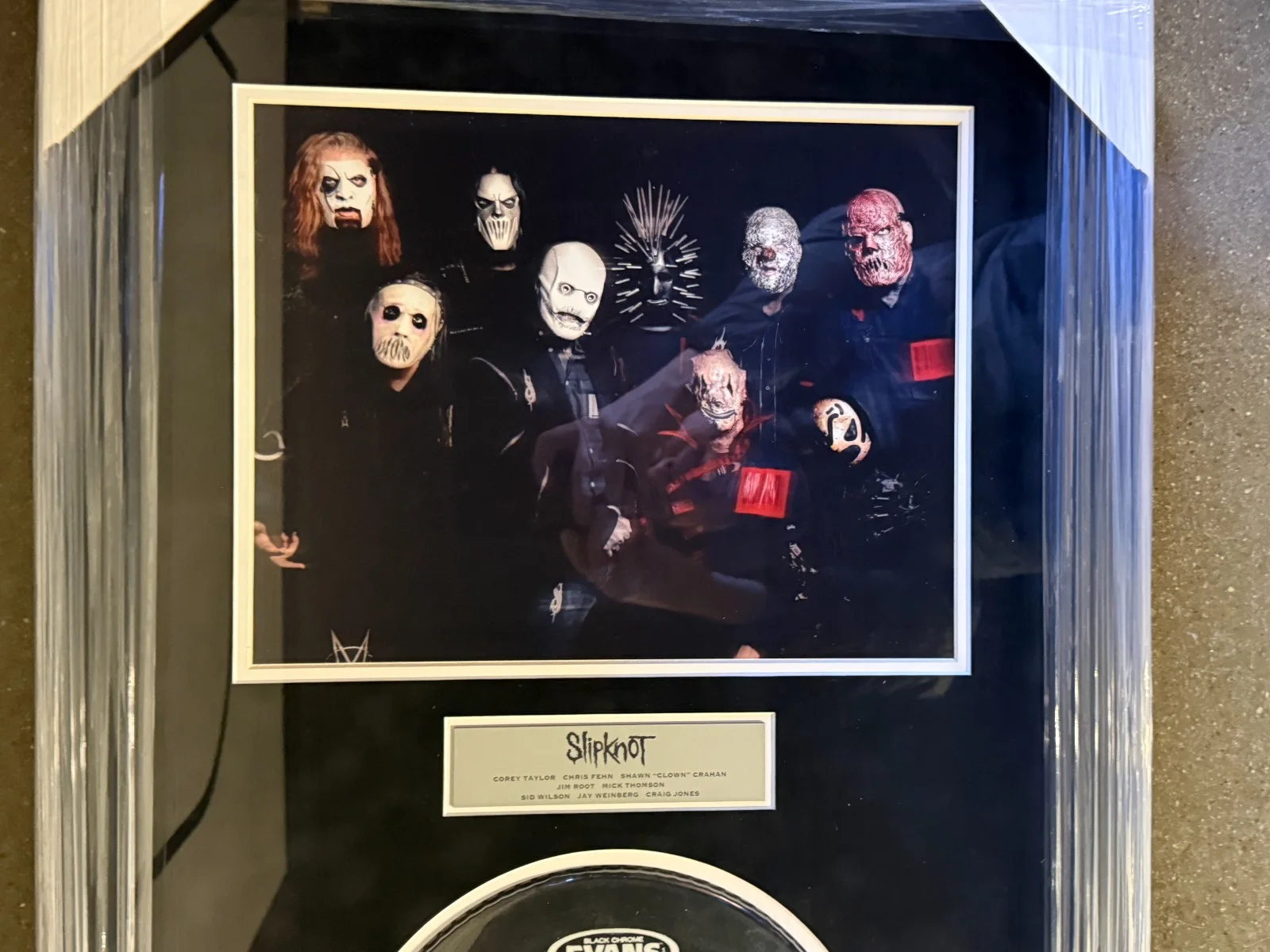 Slipknot Framed Drumhead Photo Display Signed By 8 JSA Full Letter LOA COA, image 3
