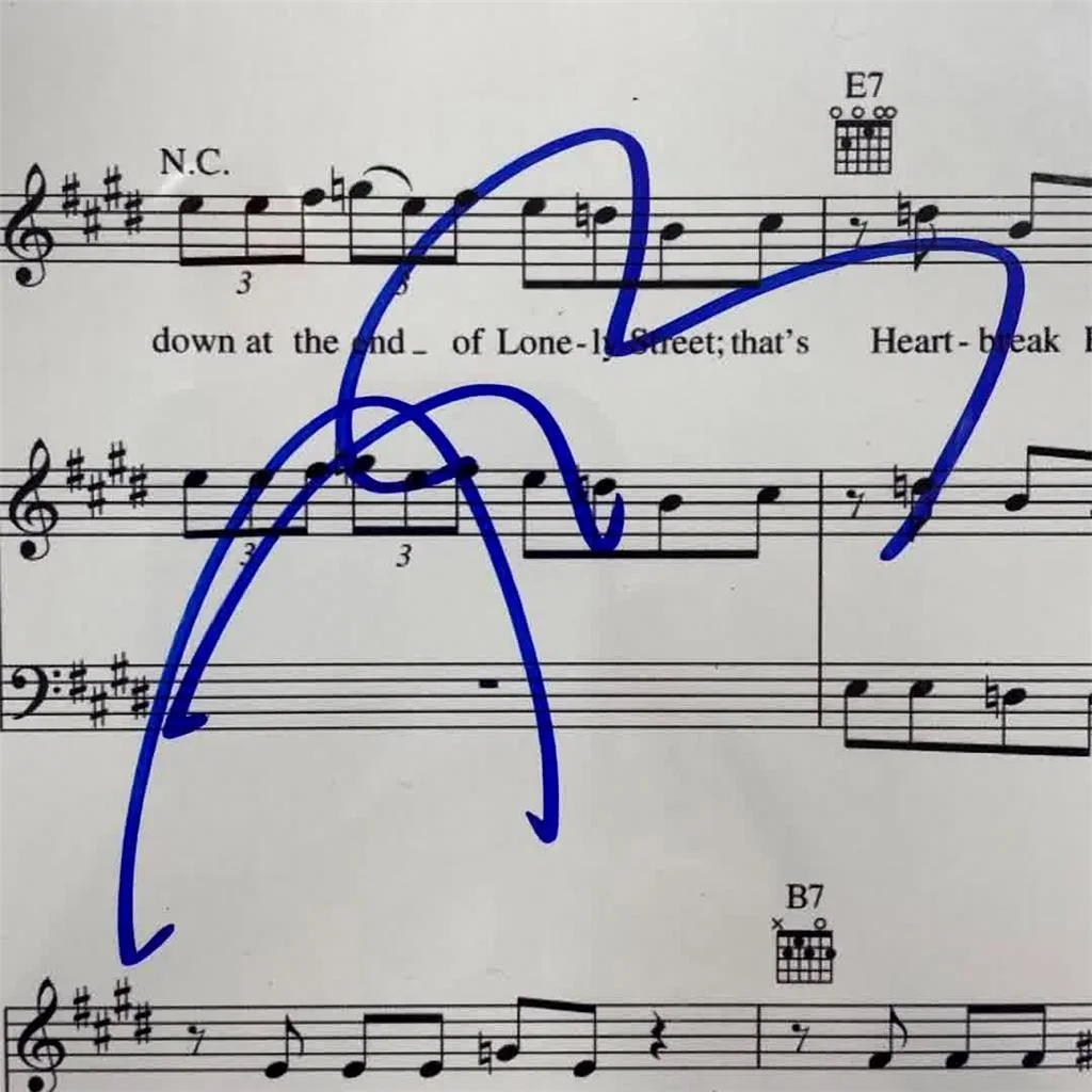 Austin Butler — Austin Butler signed Heartbreak Hotel 8.5x11 Music Song Sheet auto ~ Beckett BAS, изображение 2