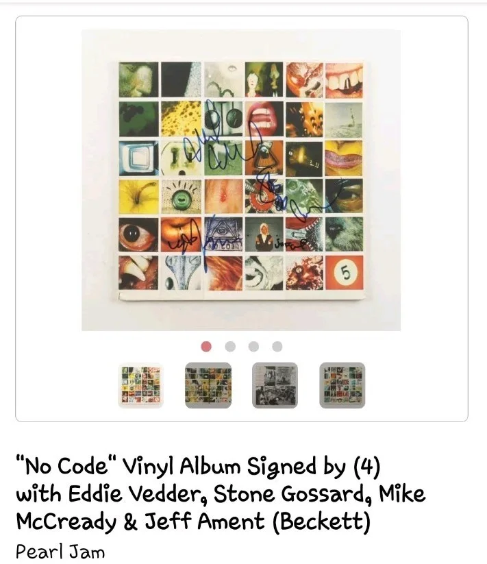 Pearl Jam Signed No Code By Eddie Vedder, Stone,Jeff, & Mike Beckett Bas RARE!, image 2
