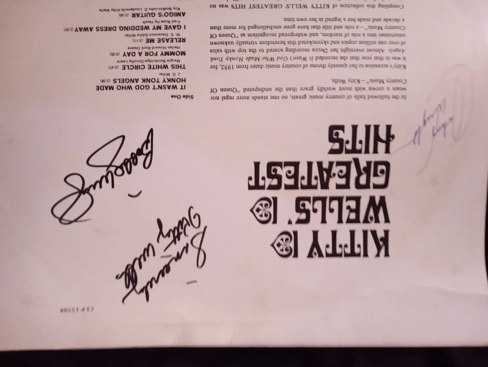 Signed KITTY WELLS Greatest Hits 12" LP Triple Autographed Johnny & Bobby Wright, image 5