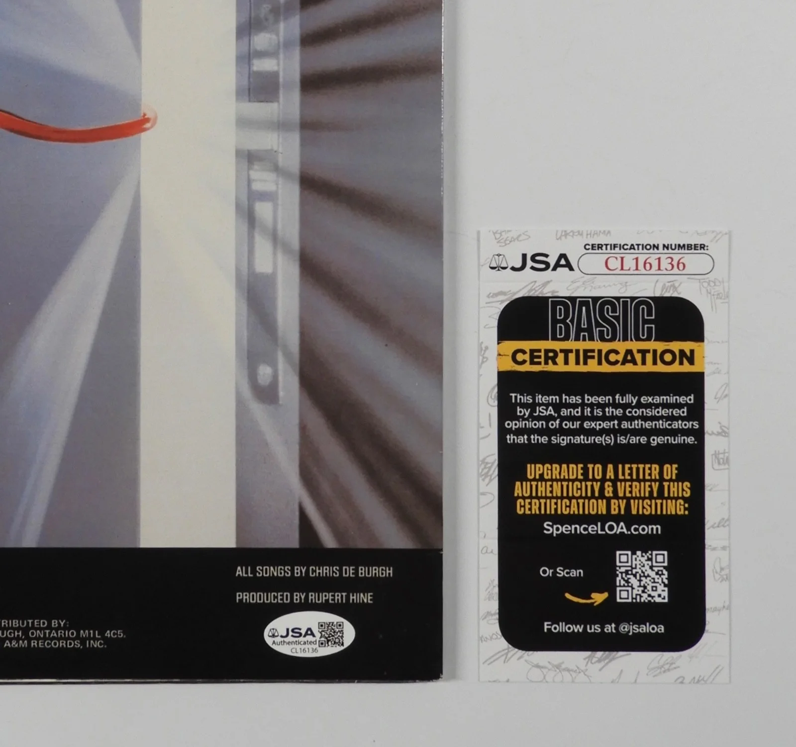 Chris De Burgh JSA Signed Autograph Album Record Vinyl Man On The Line, image 3