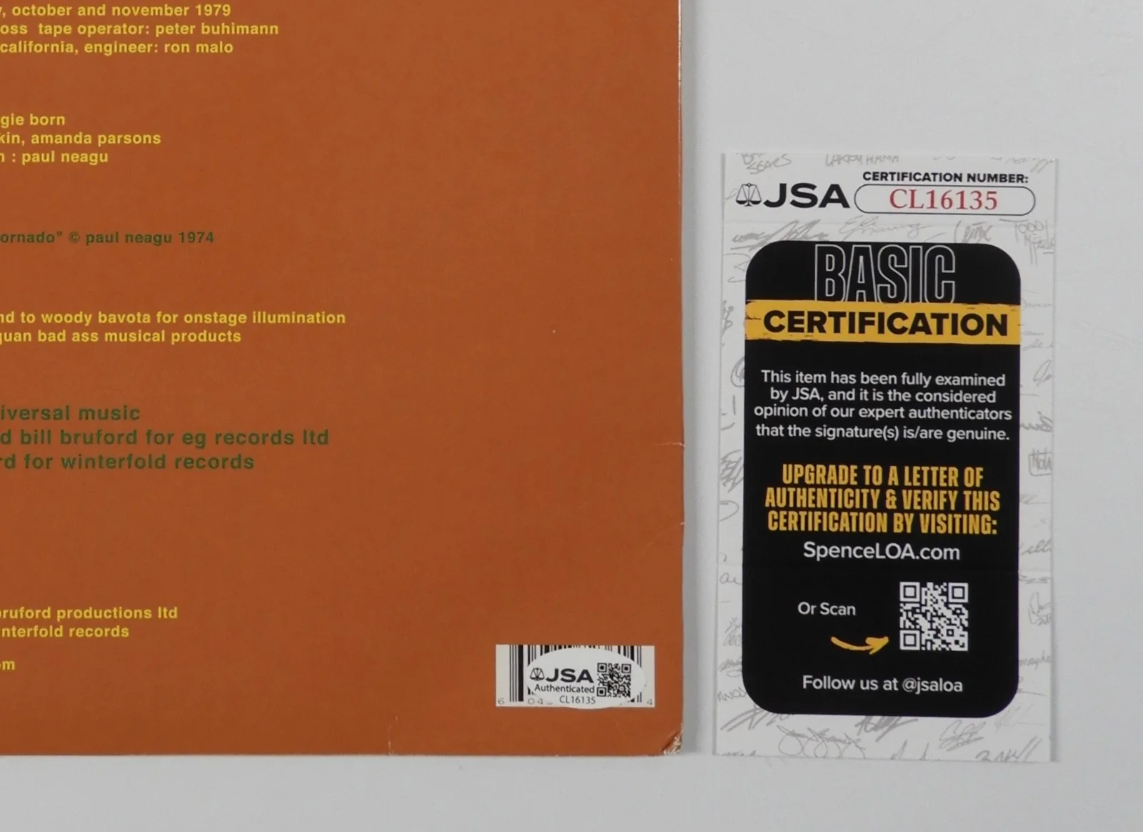 Bill Bruford YES JSA Signed Autograph Album Record Vinyl, image 3