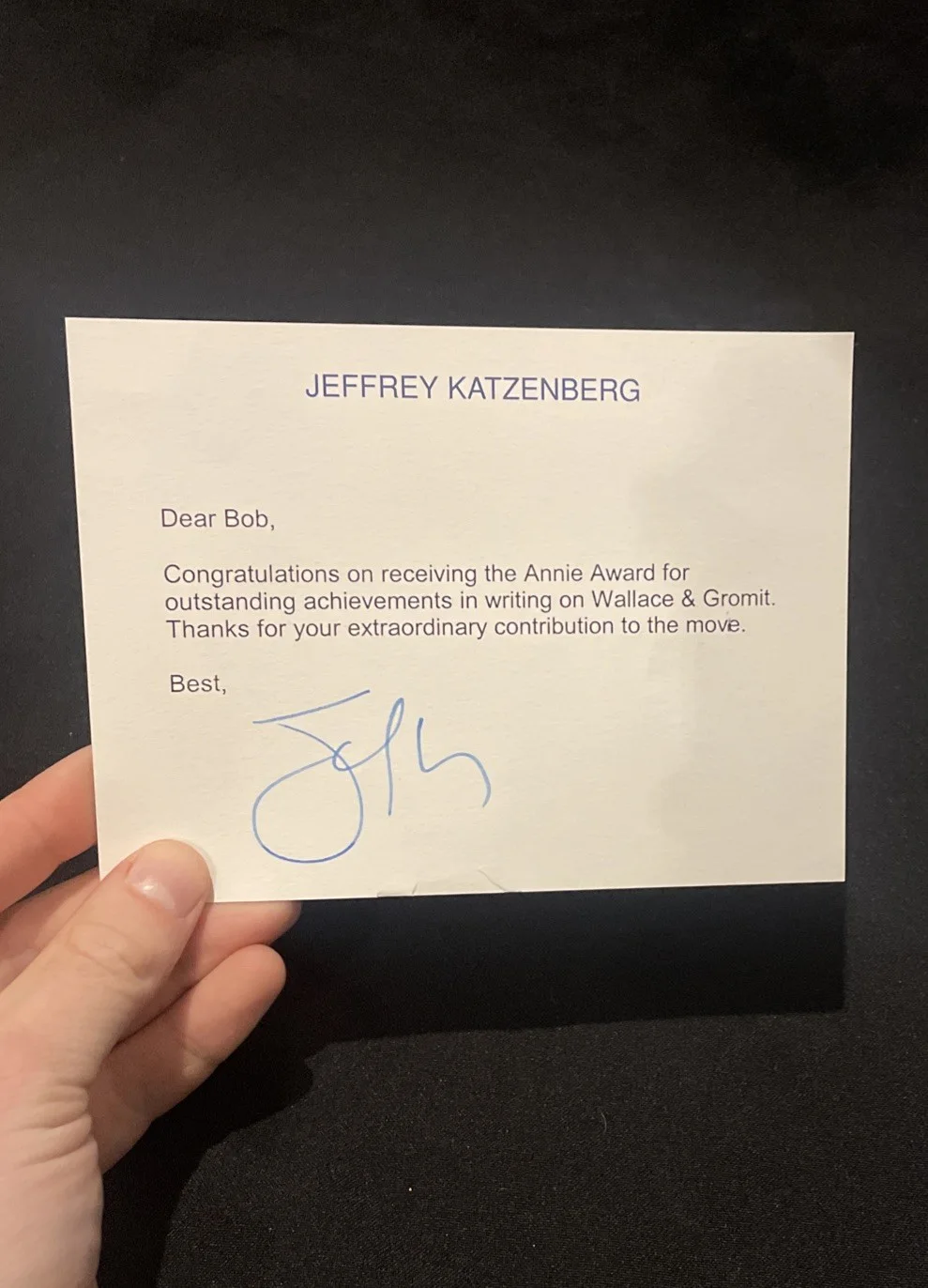 ORIGINAL Wallace & Gromit Jeffrey Katzenberg Letter Aardman Film Movie Prop RARE, изображение 2