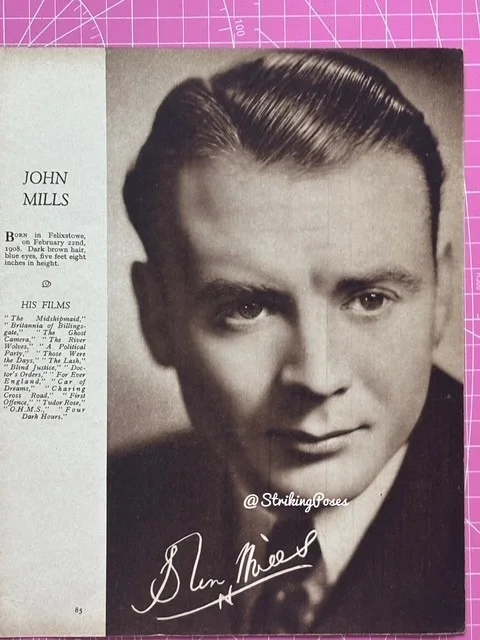 Vintage Magazine Clipping 1930s CARY GRANT JOHN MILLS film star 8x10 1/6, изображение 2