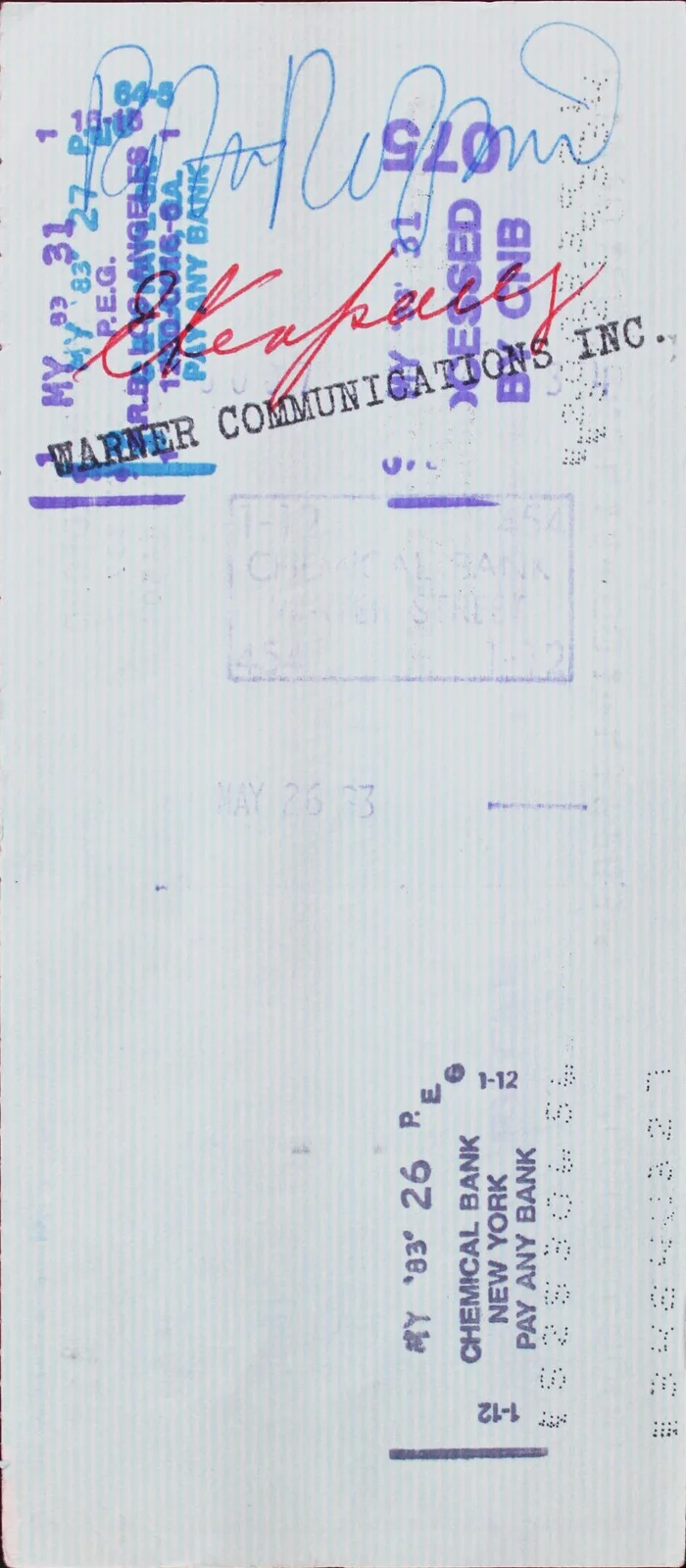 Robert Redford — Robert Redford Authentic Double Signed 2.5x6 1983 Personal Check BAS #AE13625, image 2