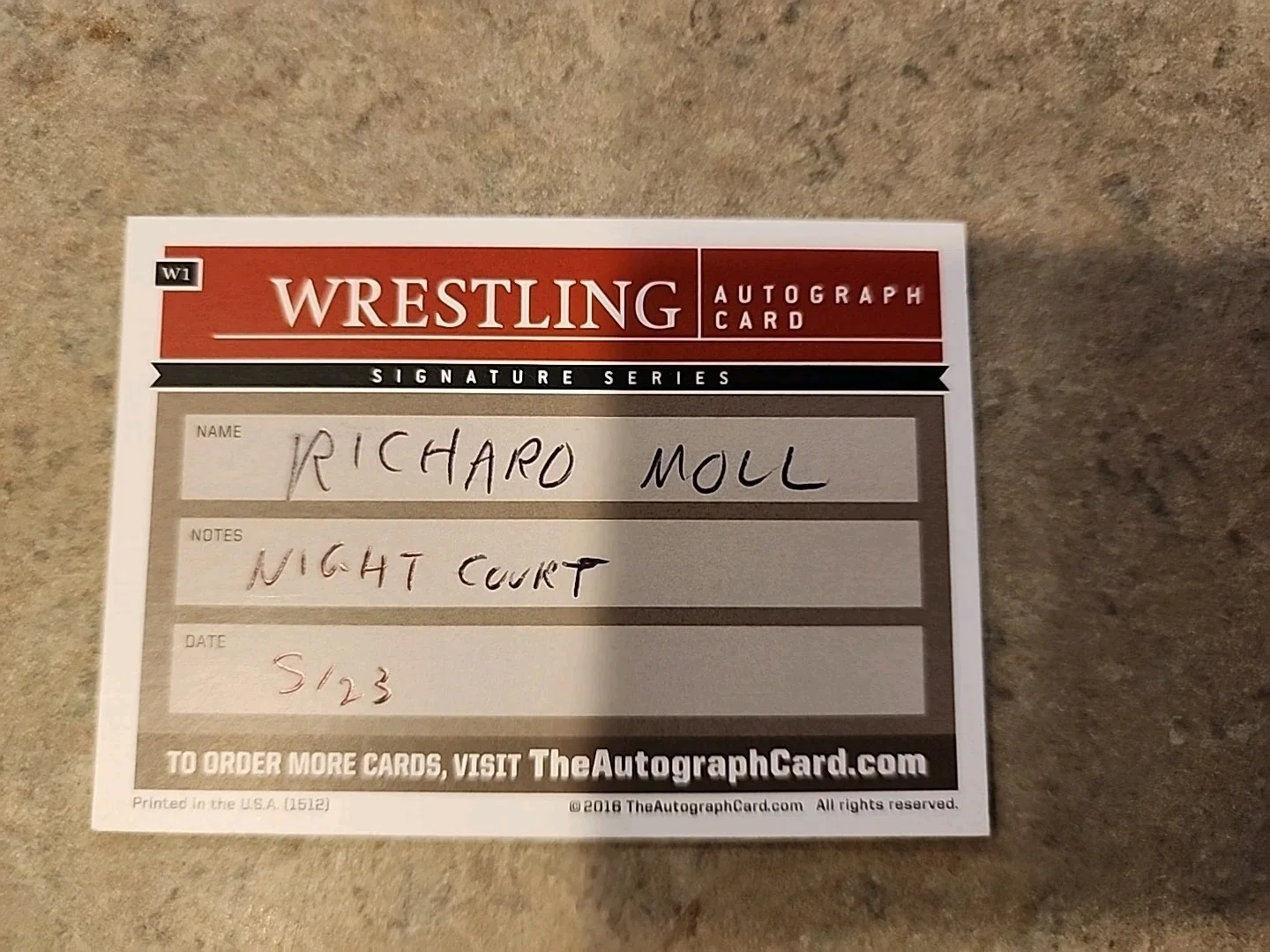 Richard Moll Signed Autograph Catd Night Court Inscription "Battling Baliff", image 2