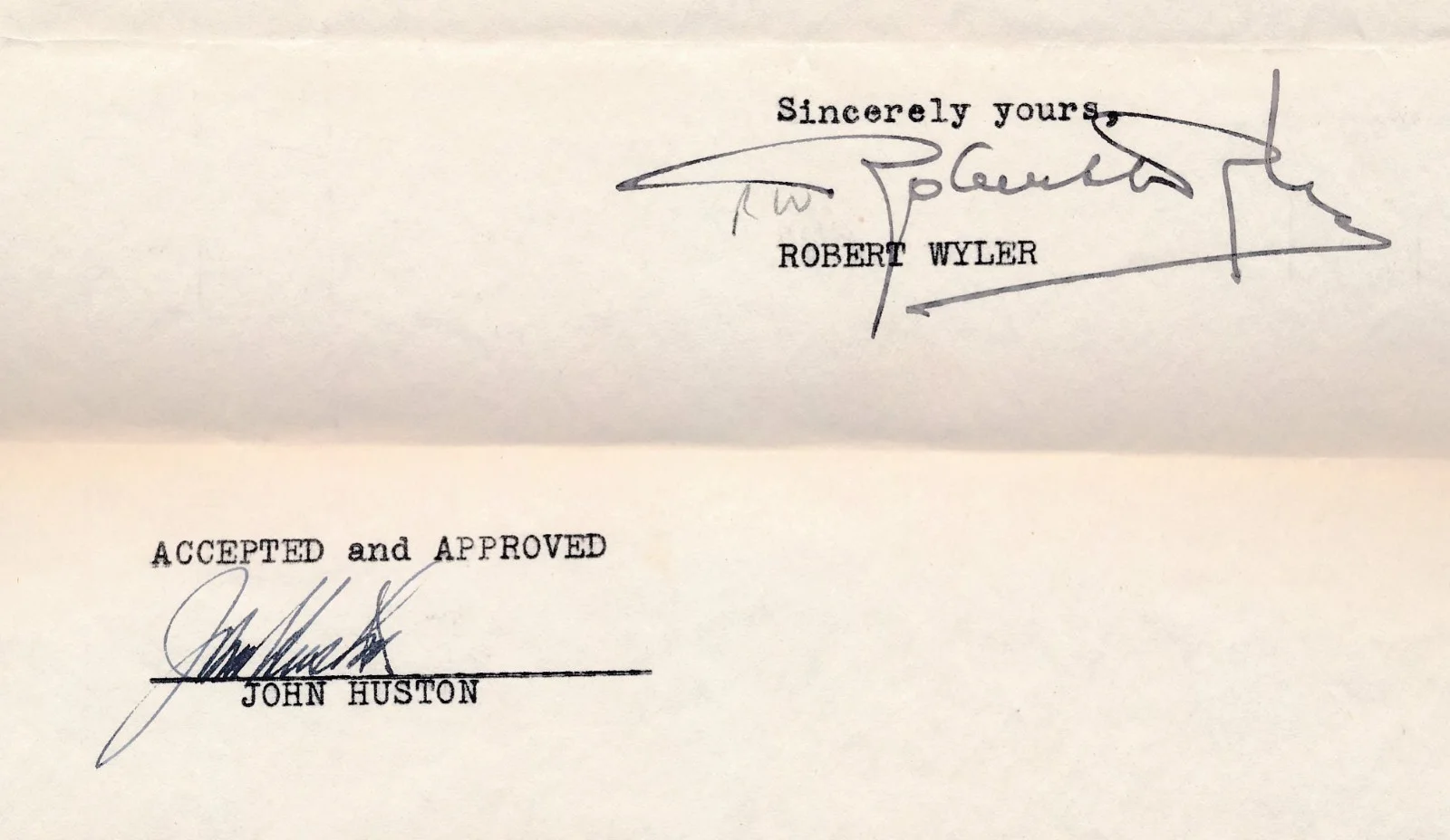 Sterling Hayden — John Huston - 1950 Signed 2 Page Agreement w/ Dir. Robert Wyler - Autograph, image 3