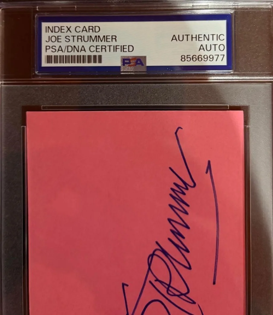 Joe Strummer — JOE STRUMMER SIGNED INDEX CARD ENCAPSULATED PSA THE CLASH COMBAT ROCK C, image 3