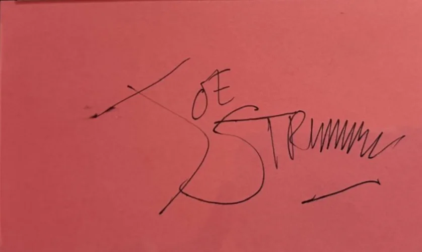 Joe Strummer — JOE STRUMMER SIGNED INDEX CARD ENCAPSULATED PSA THE CLASH COMBAT ROCK D, image 2