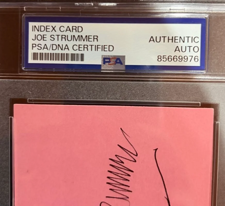 Joe Strummer — JOE STRUMMER SIGNED INDEX CARD ENCAPSULATED PSA THE CLASH COMBAT ROCK D, image 3