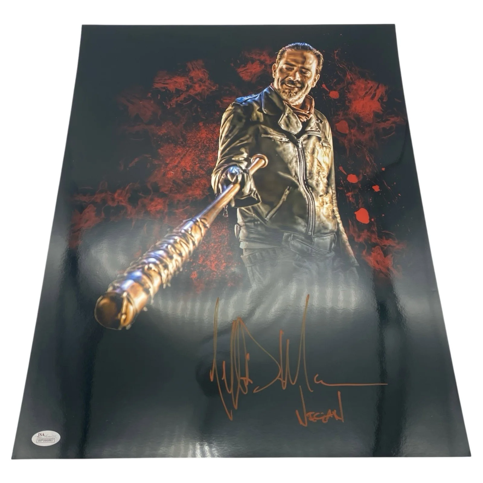 Jeffrey Dean Morgan — Jeffrey Dean Morgan Negan The Walking Dead Lucille Signed 16x20 Metallic Photo, изображение 2