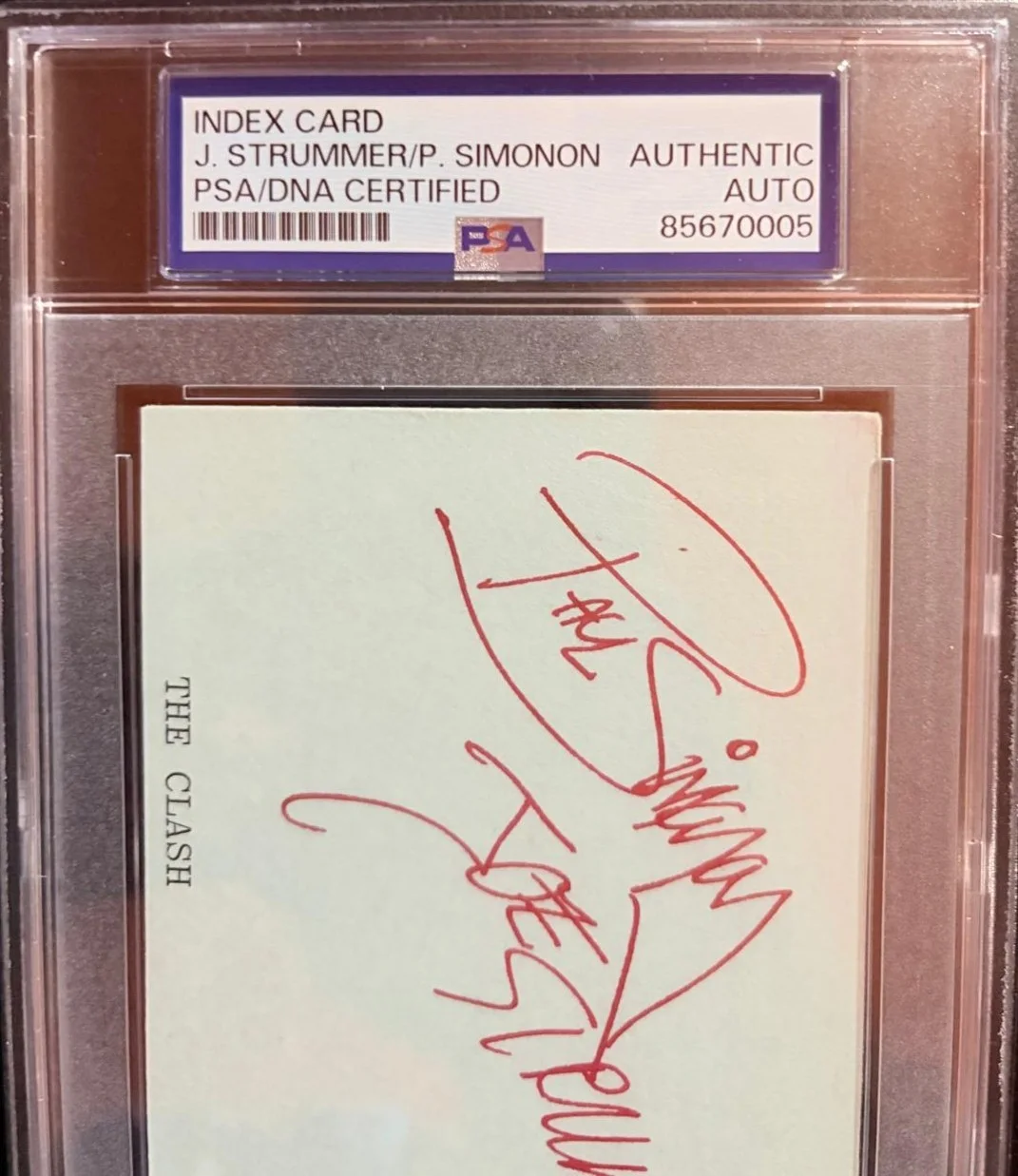Paul Simonon, Joe Strummer — JOE STRUMMER PAUL SIMONON SIGNED INDEX CARD ENCAPSULATED PSA RARE THE CLASH, изображение 3