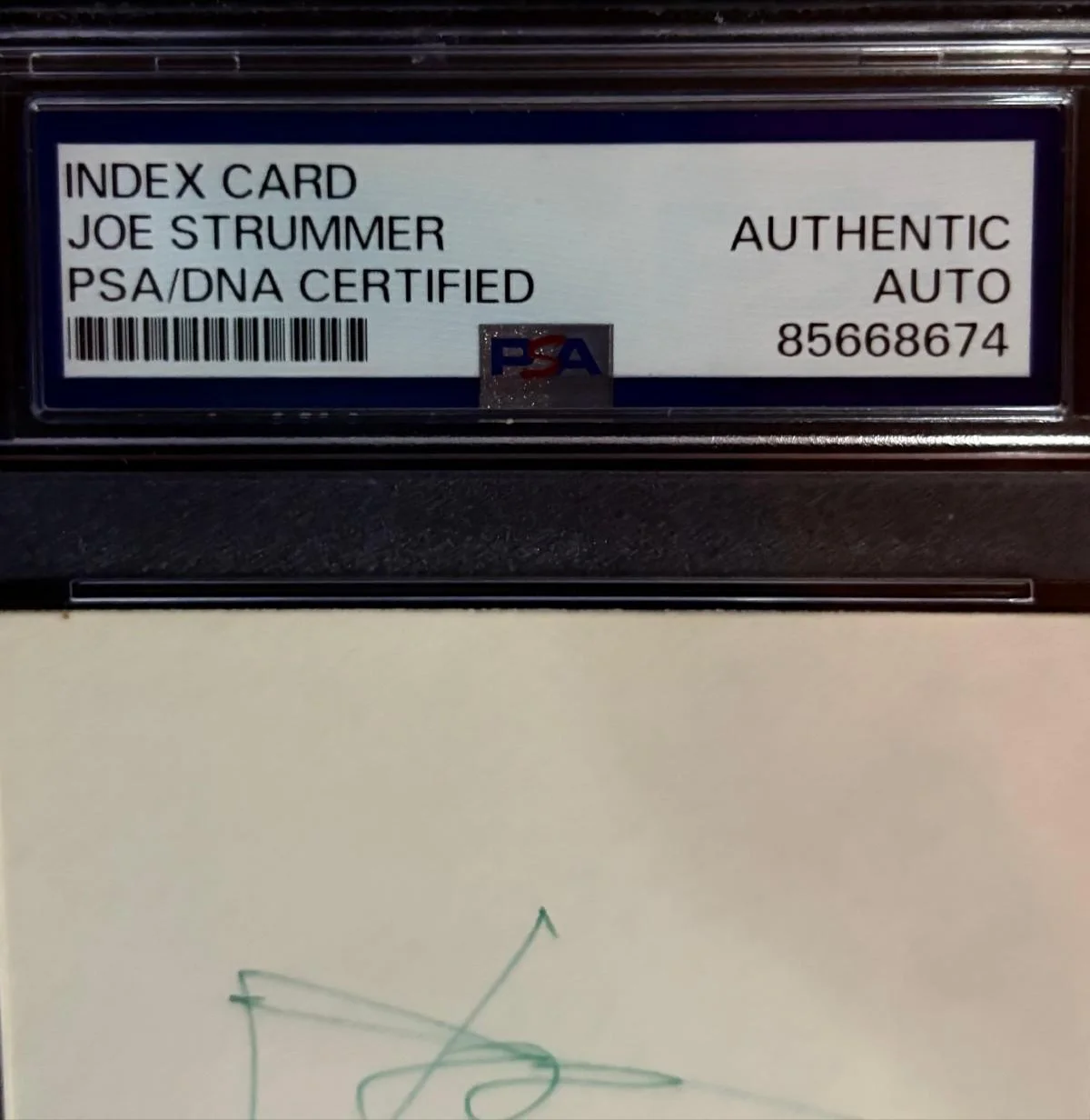 Joe Strummer — JOE STRUMMER SIGNED INDEX CARD ENCAPSULATED PSA THE CLASH COMBAT ROCK A, image 3