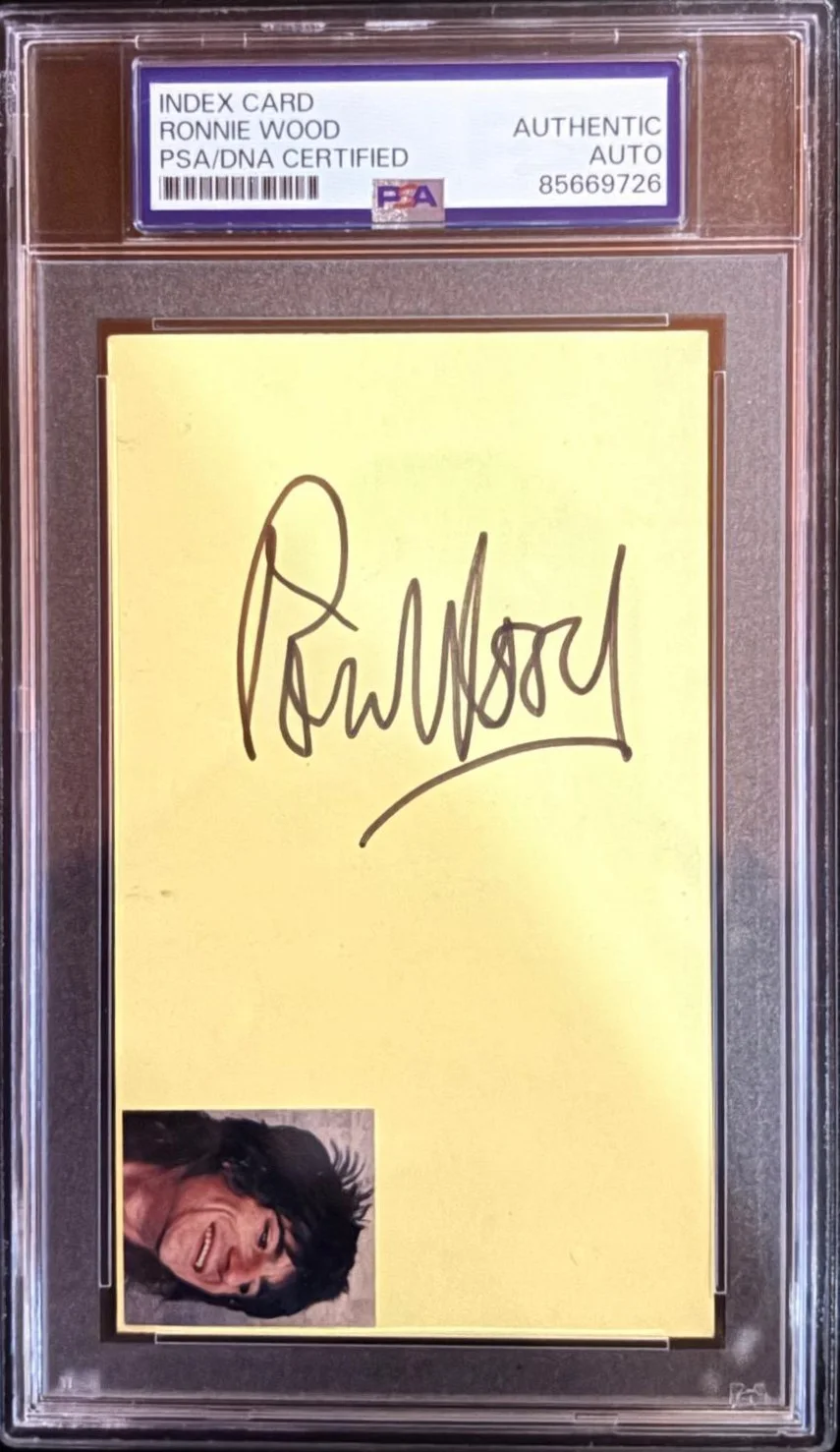 Ronnie Wood — RONNIE WOOD SIGNED AUTOGRAPHED INDEX CARD ENCAPSULATED PSA RARE ROLLING STONES B