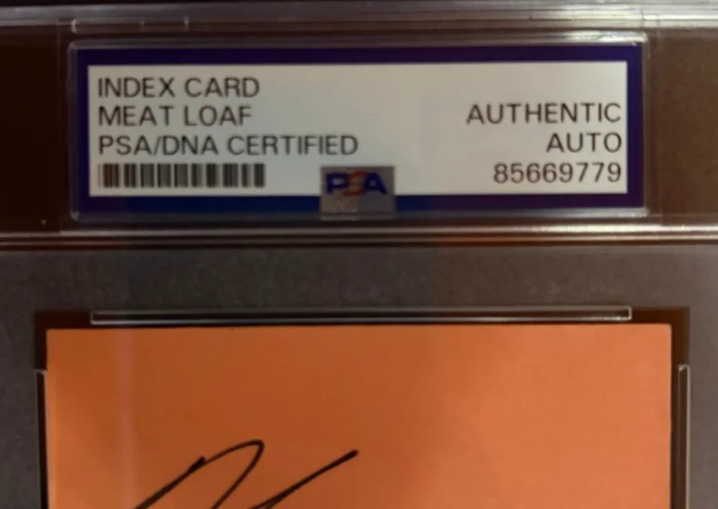 Meat Loaf — MEAT LOAF SIGNED INDEX CARD ENCAPSULATED PSA BAT OUT OF HELL BACK INTO HELL B, изображение 3
