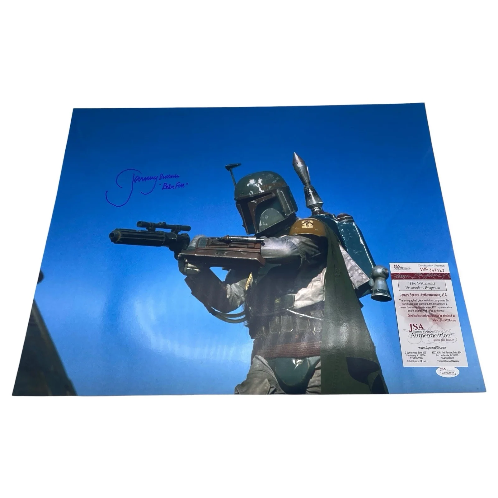 Jeremy Bulloch — Jeremy Bulloch Boba Fett Star Wars Signed 16x20 Huge Metallic Photo JSA Witness, изображение 2
