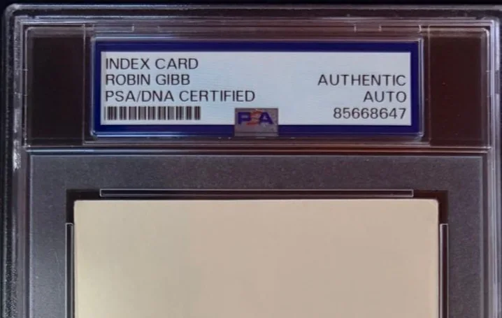 Robin Gibb — ROBIN GIBB SIGNED AUTOGRAPHED INDEX CARD ENCAPSULATED PSA BEE GEES RARE, image 3