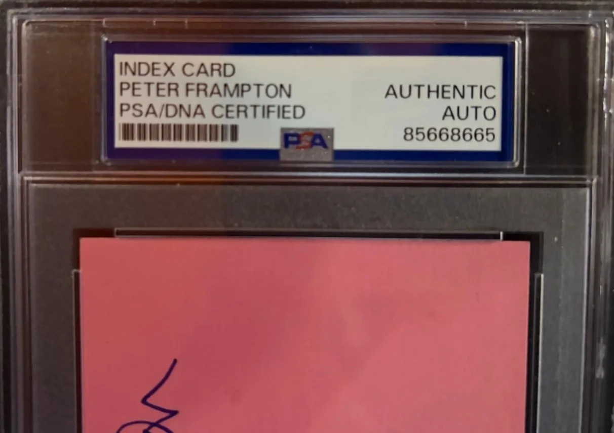 Peter Frampton — PETER FRAMPTON SIGNED AUTOGRAPHED INDEX CARD ENCAPSULATED PSA RARE HUMBLE PIE, image 3