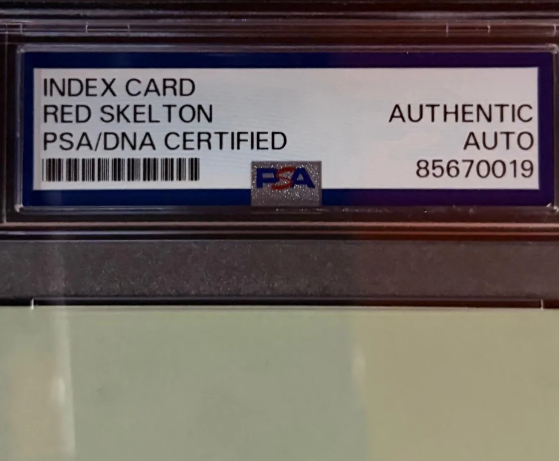 Red Skelton — RED SKELTON SIGNED INDEX CARD ENCAPSULATED PSA THREE DU BARRY WAS A LADY, image 3