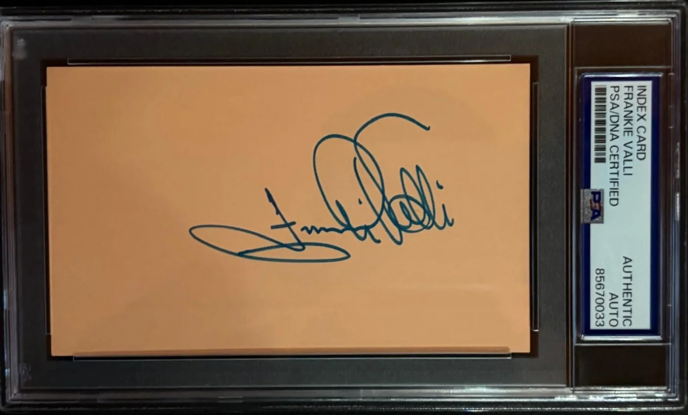 Frankie Valli — FRANKIE VALLI SIGNED INDEX CARD PSA ENCAPSULATED THE FOUR SEASONS WONDER WHO B