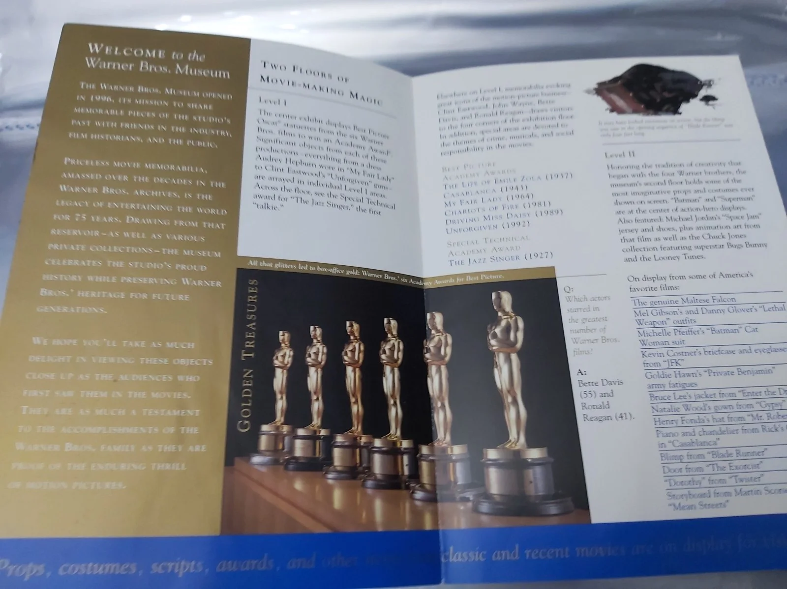 Warner Brothers Museum Brochure given at the Warner Brothers Museum Burbank CA, image 2