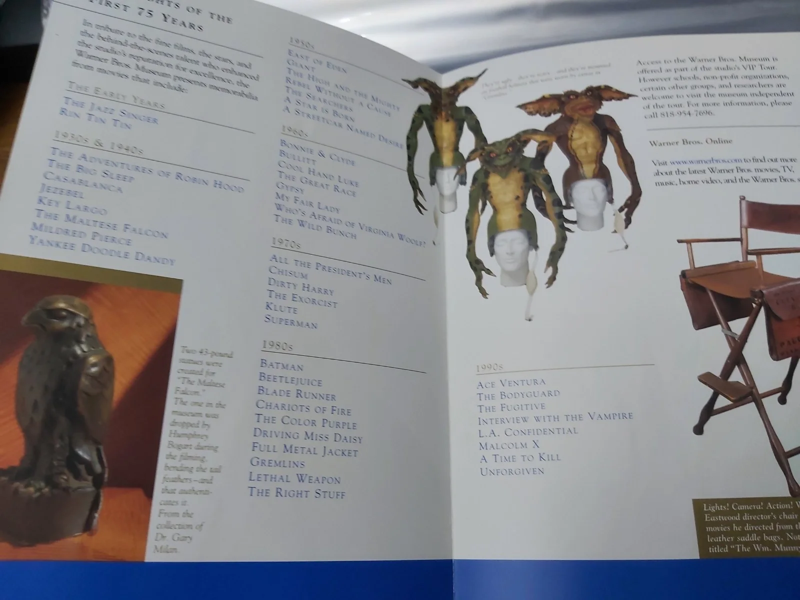 Warner Brothers Museum Brochure given at the Warner Brothers Museum Burbank CA, image 3
