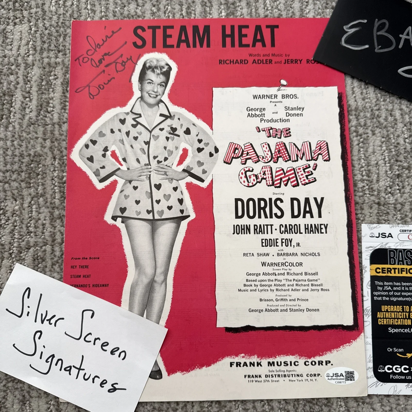 Doris Day Pajama Game Autograph Signed Sheet Music JSA COA Steam Heat, изображение 2