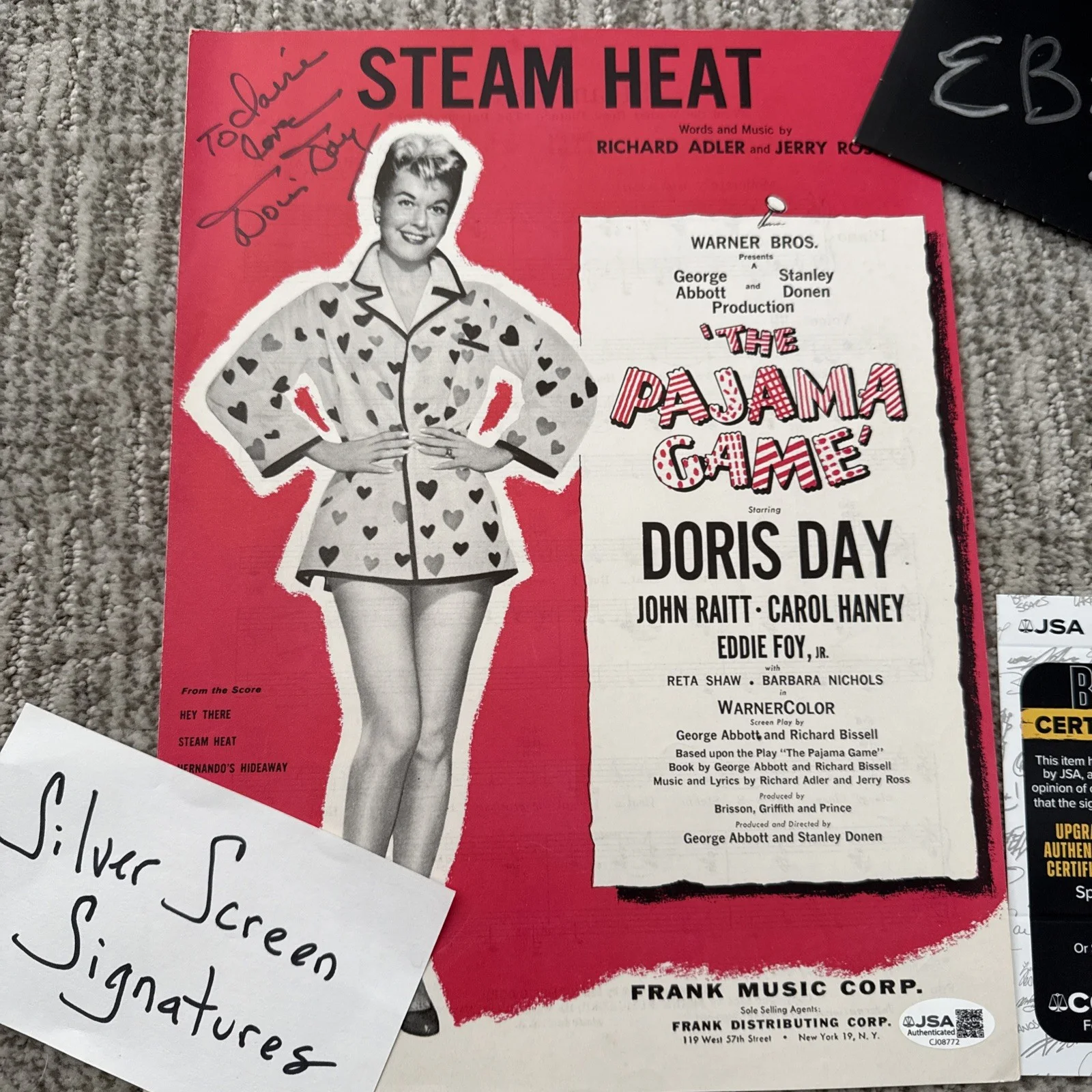 Doris Day Pajama Game Autograph Signed Sheet Music JSA COA Steam Heat, изображение 5