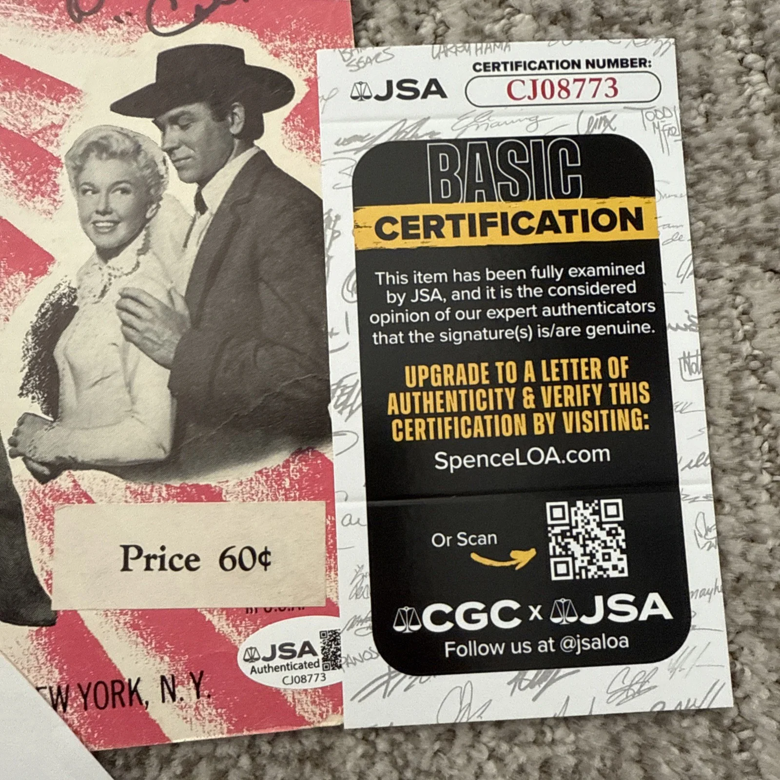 Doris Day & Howard Keel Autograph Signed Sheet Music JSA COA #1 Secret Love, изображение 4