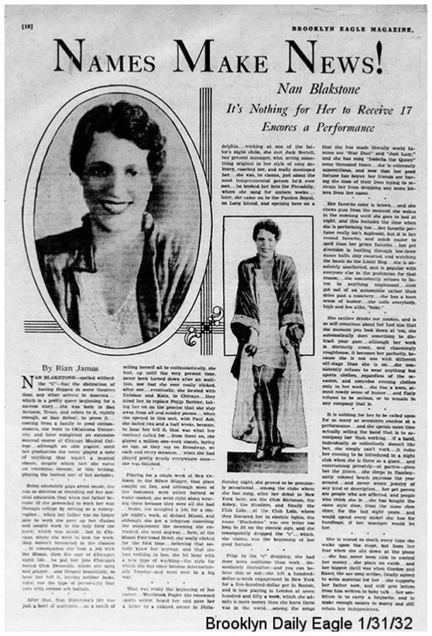 NAN BLAKSTONE—SIGNED PHOTO—BROADWAY+CLUBS+FILM—Comic Risqué Record/Song Pioneer, изображение 2
