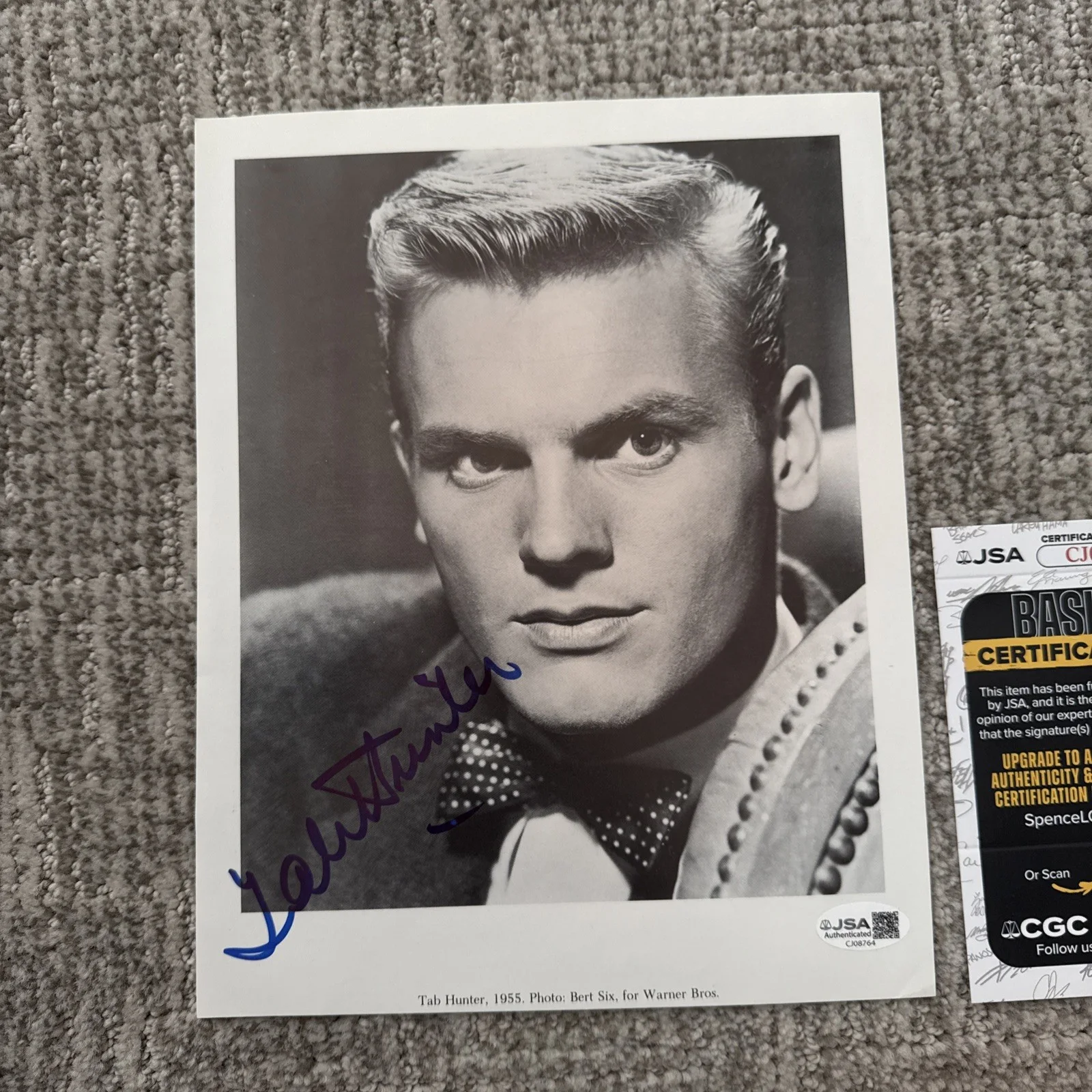 Tab Hunter 8x10 Hand Signed Book Photo Autograph JSA, image 2
