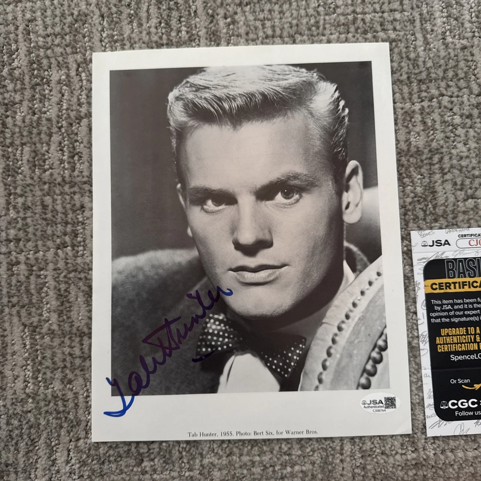 Tab Hunter 8x10 Hand Signed Book Photo Autograph JSA, image 3