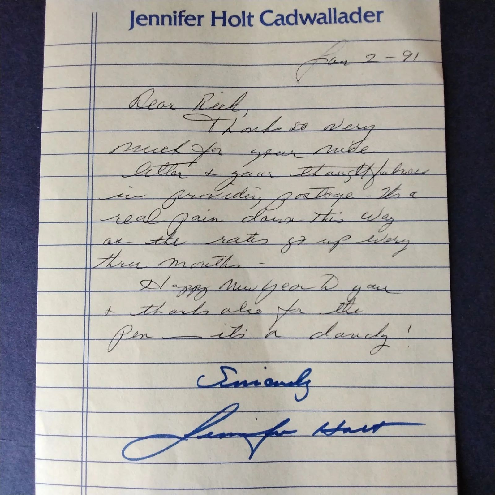 Jennifer Holt SIGNED Letter 40s B Movie TV Actress Fighting Vigilantes Westerns, изображение 3