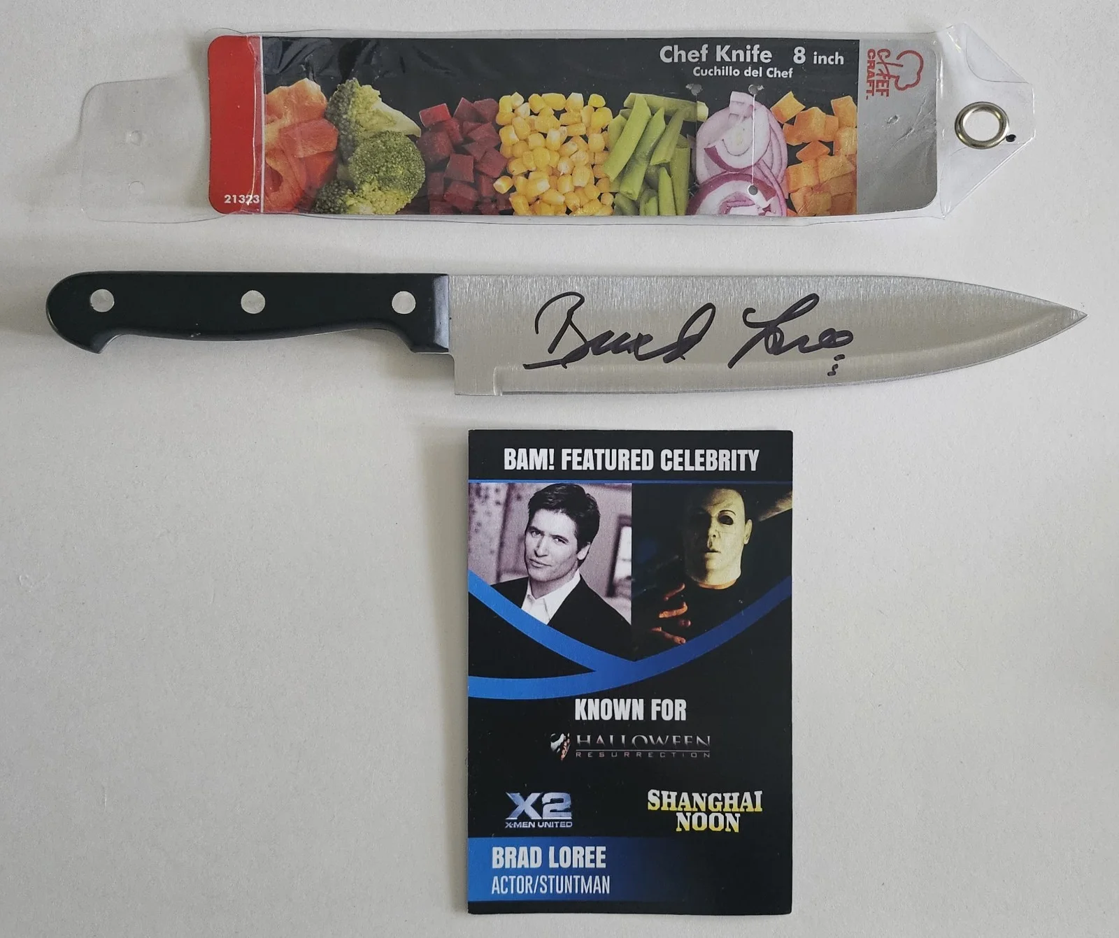 Brad Loree — Halloween Resurrection Michael Myers Brad Loree Signed Knife Prop Replica COA, изображение 2