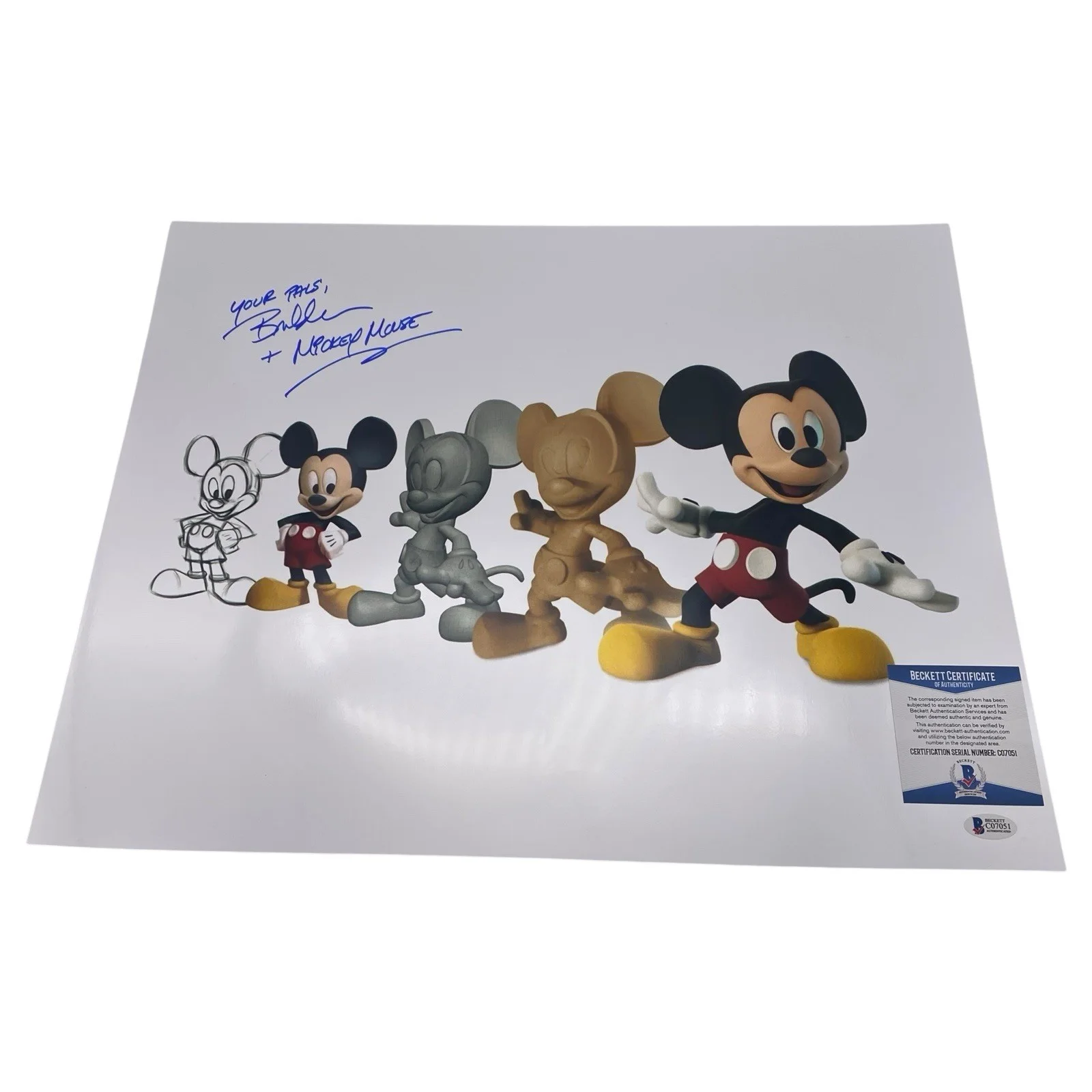 BRET IWAN — Bret Iwan Voice of Mickey Mouse Signed 16x20 Metallic Photo Walt Disney Beckett, изображение 2