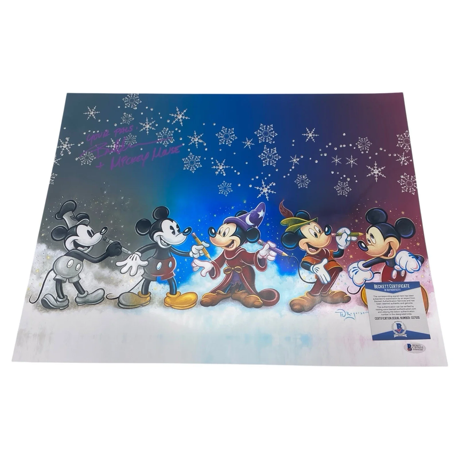 BRET IWAN — Bret Iwan Voice of Mickey Mouse Signed 16x20 Metallic Photo Walt Disney Beckett, изображение 2