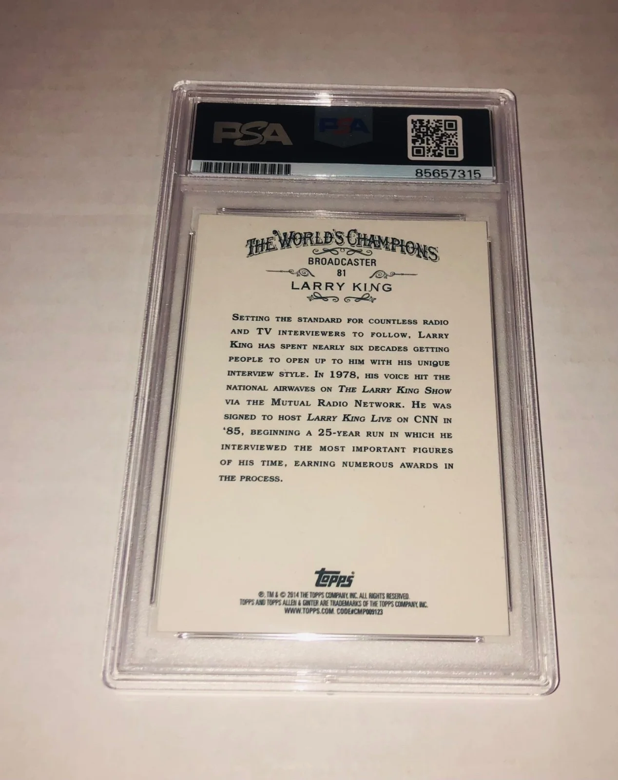 Larry King — Larry King 2014 Allen & Ginter #81 Signed Card Auto PSA RIP RARE, изображение 2