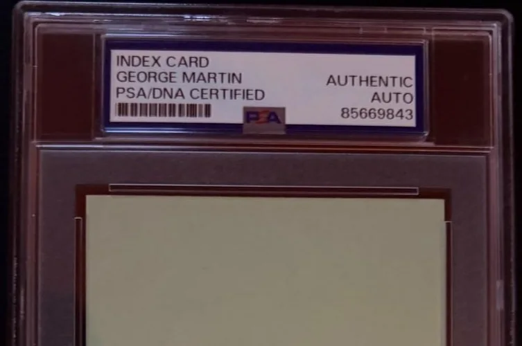 George Martin — GEORGE MARTIN SIGNED AUTOGRAPHED INDEX CARD ENCAPSULATED PSA RARE THE BEATLES, image 3