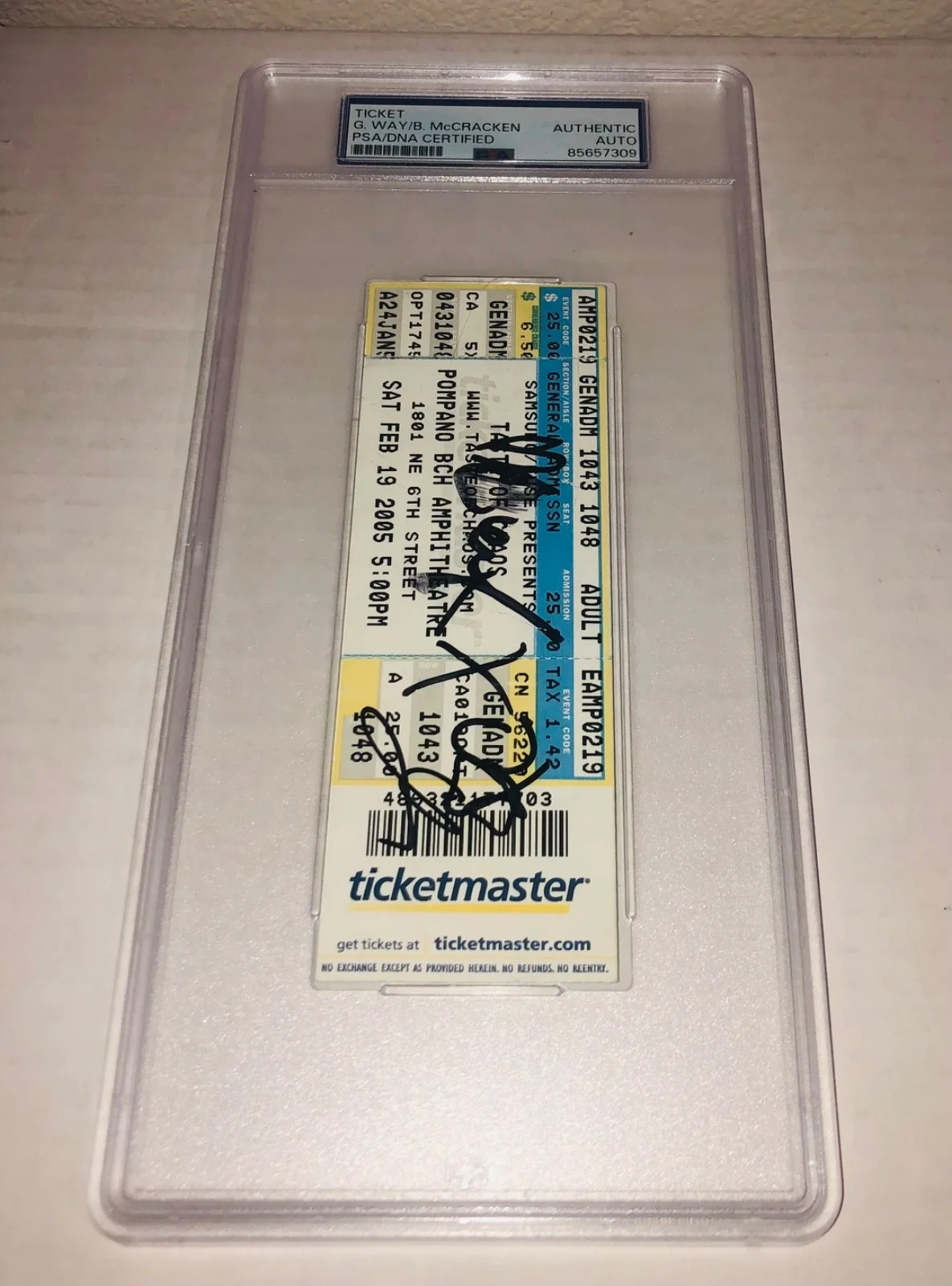 Gerard Way + Bert McCracken My Chemical Romance The Used Signed Ticket Stub PSA, изображение 3