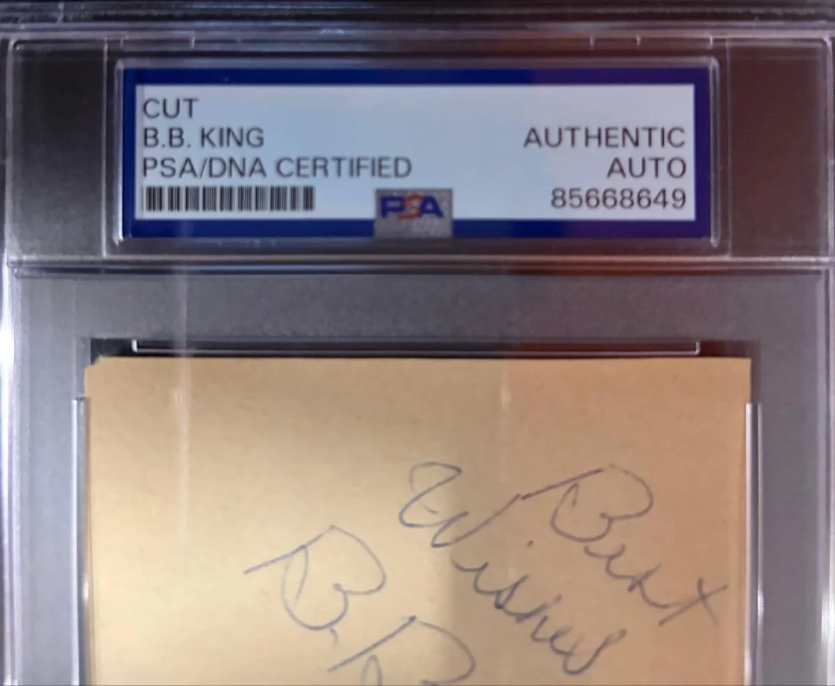 B.B. King — B.B. KING SIGNED AUTOGRAPHED CUT ENCAPSULATED PSA RARE KING OF THE BLUES, изображение 3